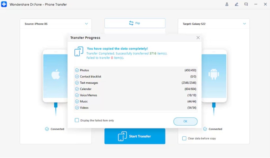 finish phone data transfer