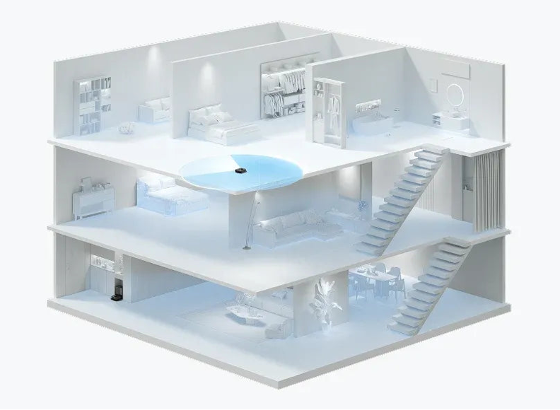 robot vacuum multi-floor map showing separate room layouts
